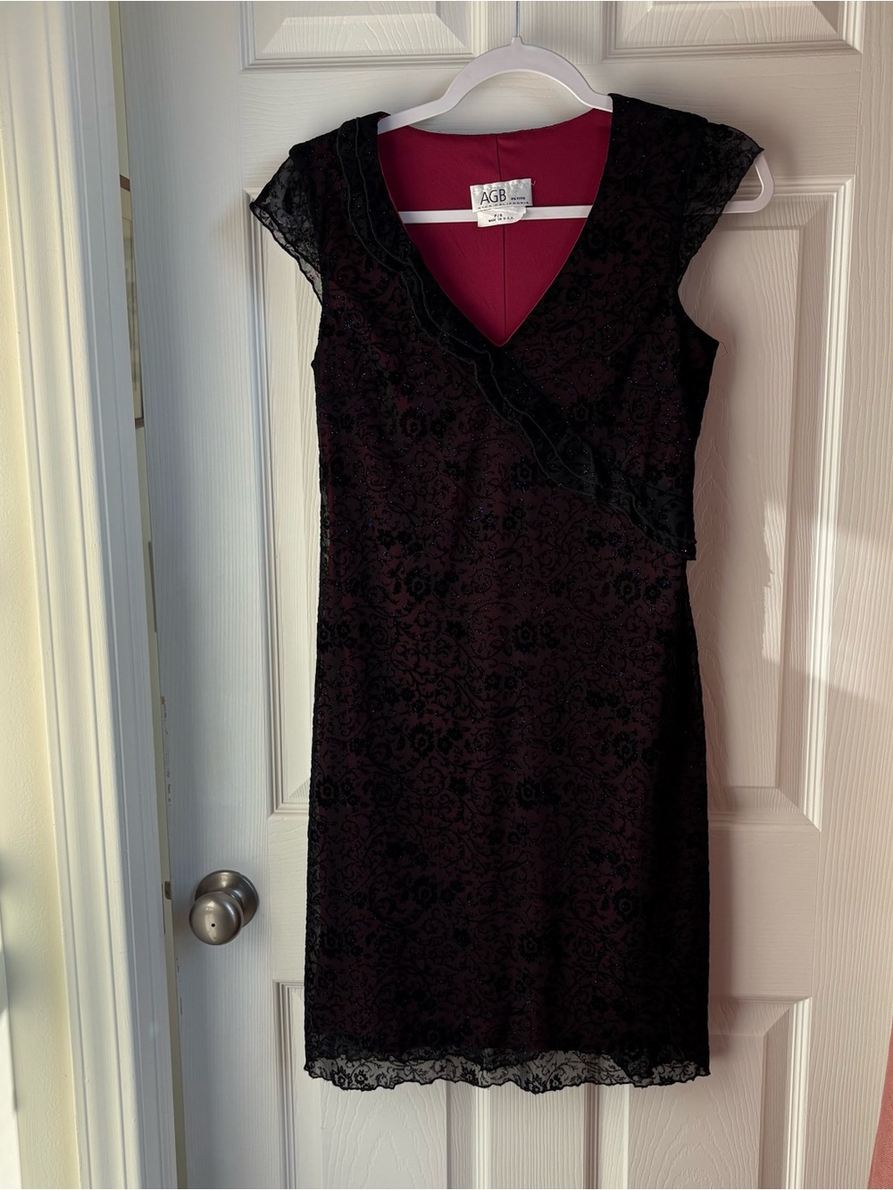 AGB Black Lace Cap-Sleeve Sheath Dress Whimsy Goth
